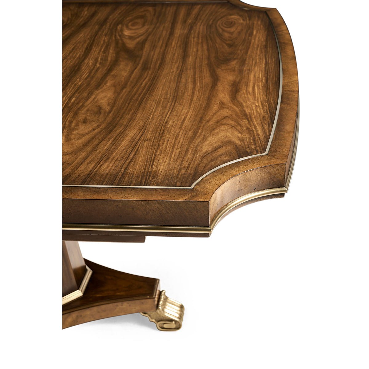 Close-up of English traditional dining table corner detail.
