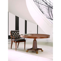 Dining table with chair in modern setting.