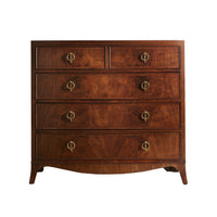 English walnut chest of drawers, straight view.