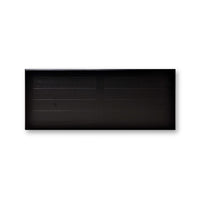 Black rustic desk top view, smooth surface detail.