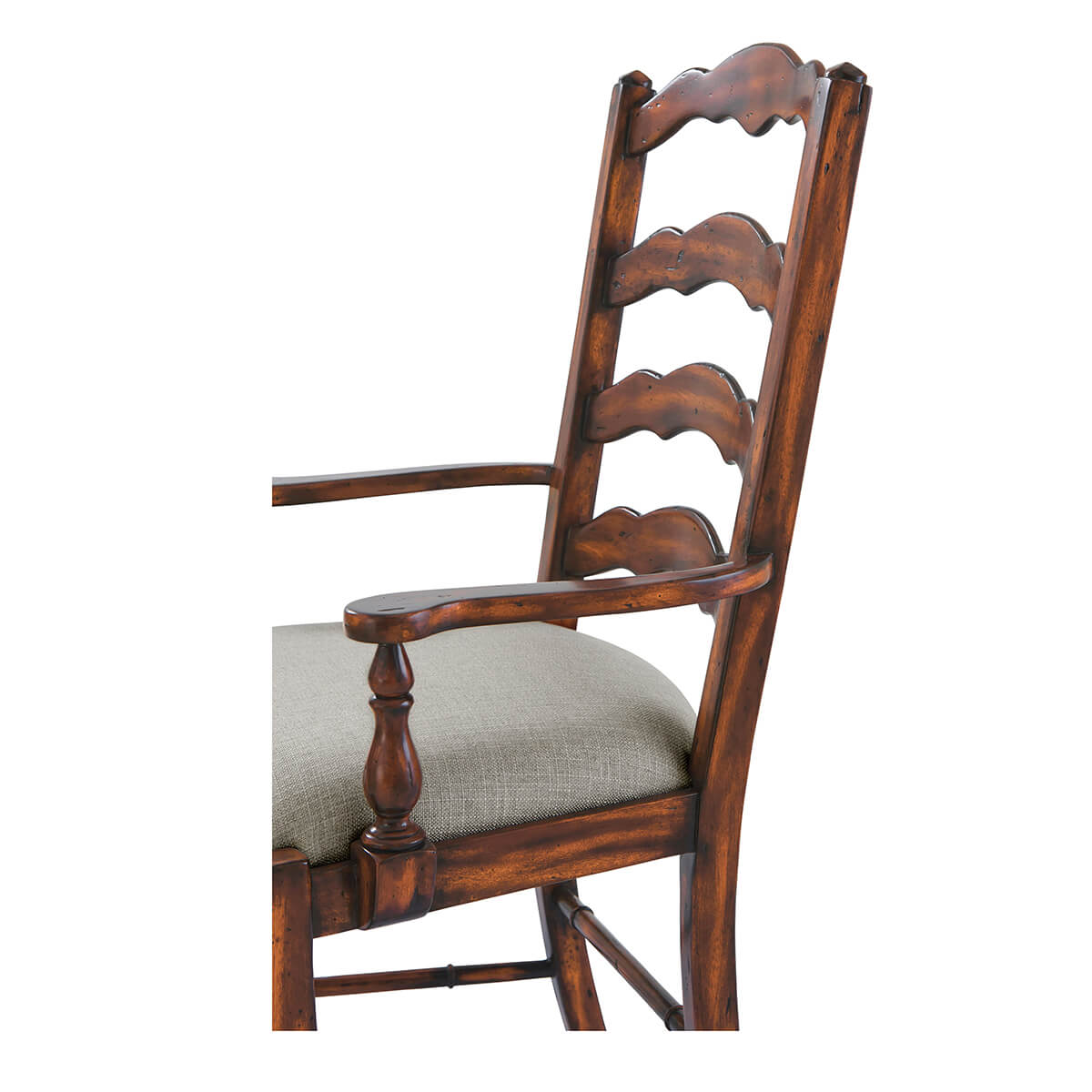 Armchair backrest and armrest close-up.