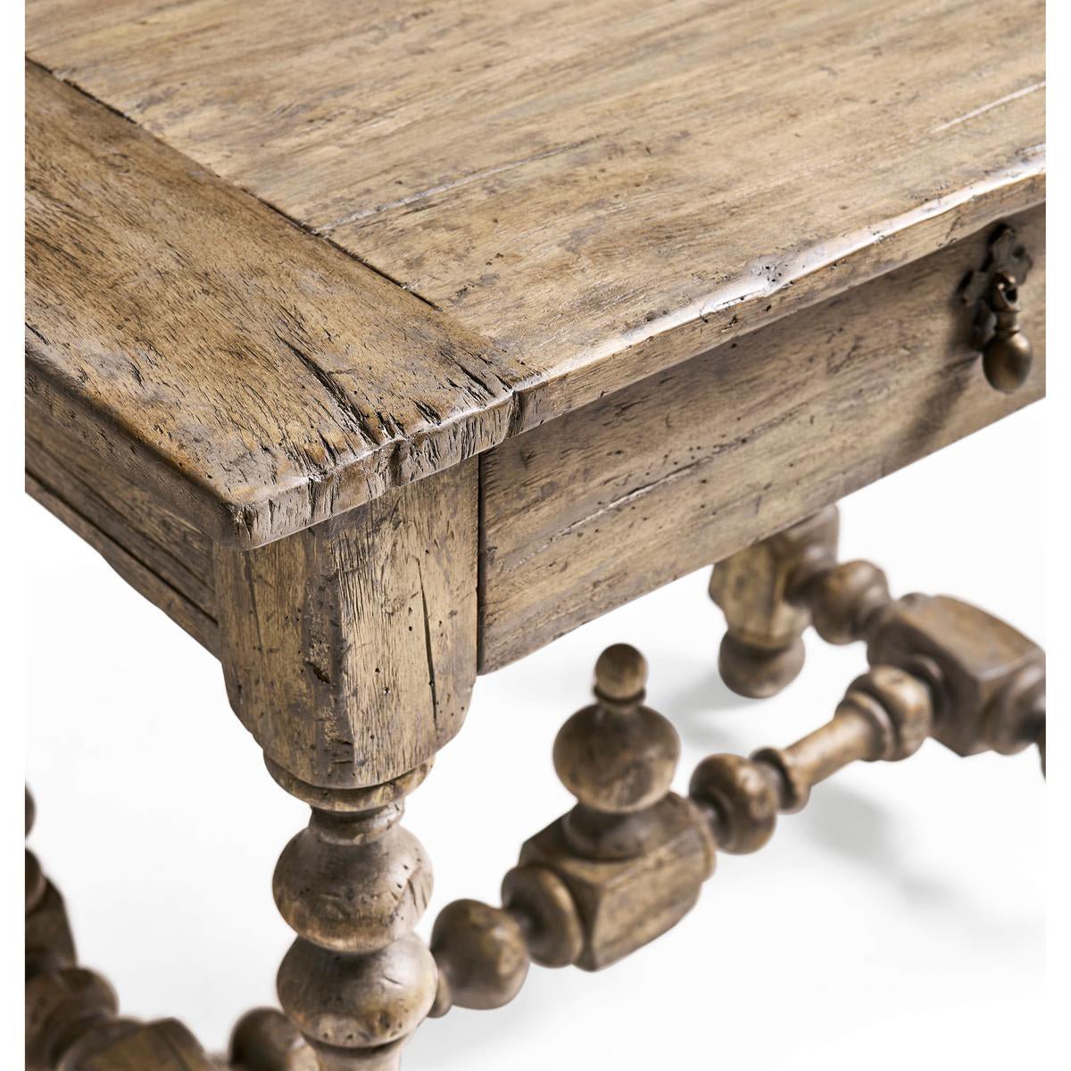 Close-up of nightstand corner and leg.