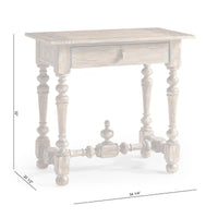 Dimensions illustration of rustic nightstand.