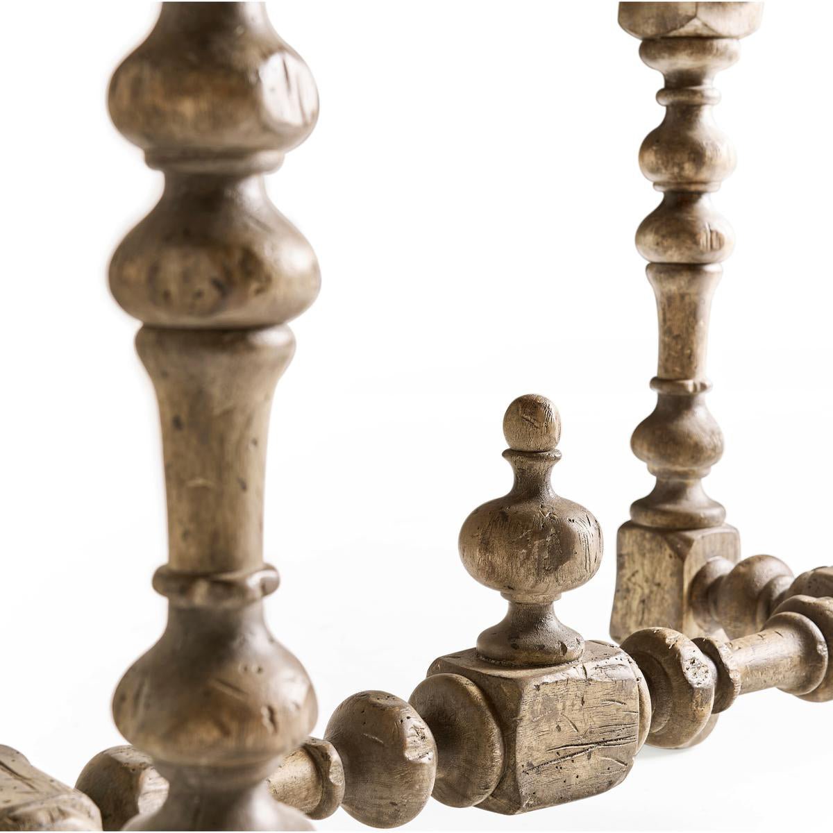 Detailed view of nightstand leg design.