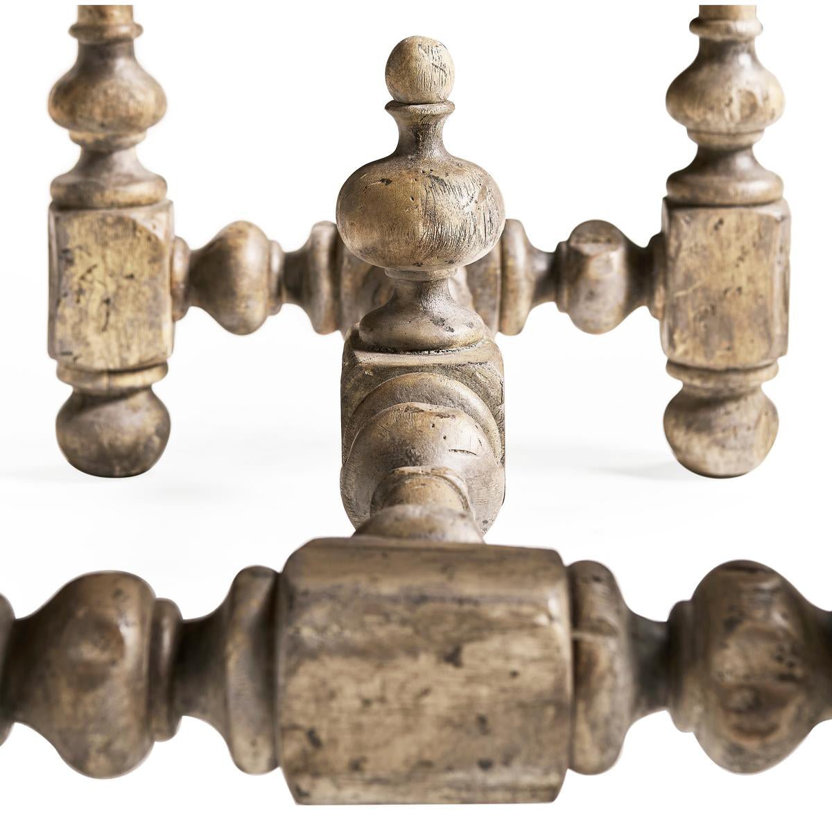 Close-up of nightstand base ornamentation.