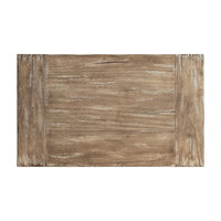 Top view of rustic nightstand surface.