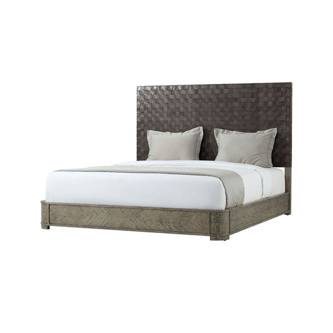 European Greyed Oak Chevron California King Bed