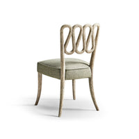 Rear angle of European modern dining chair details.