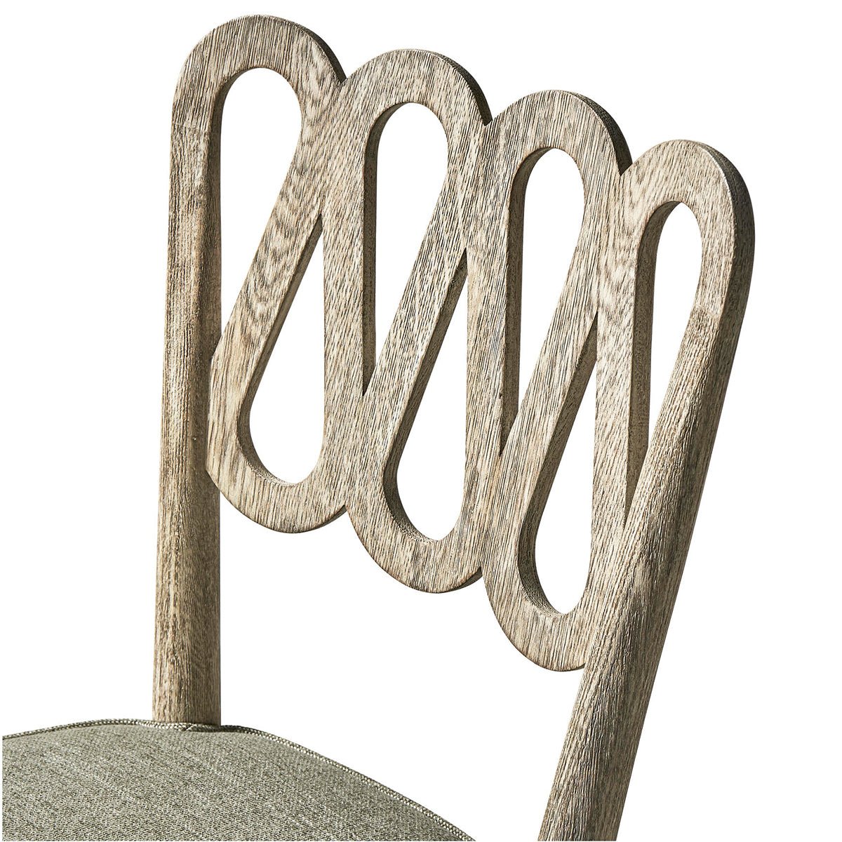 Backrest design of European modern dining chair detail.