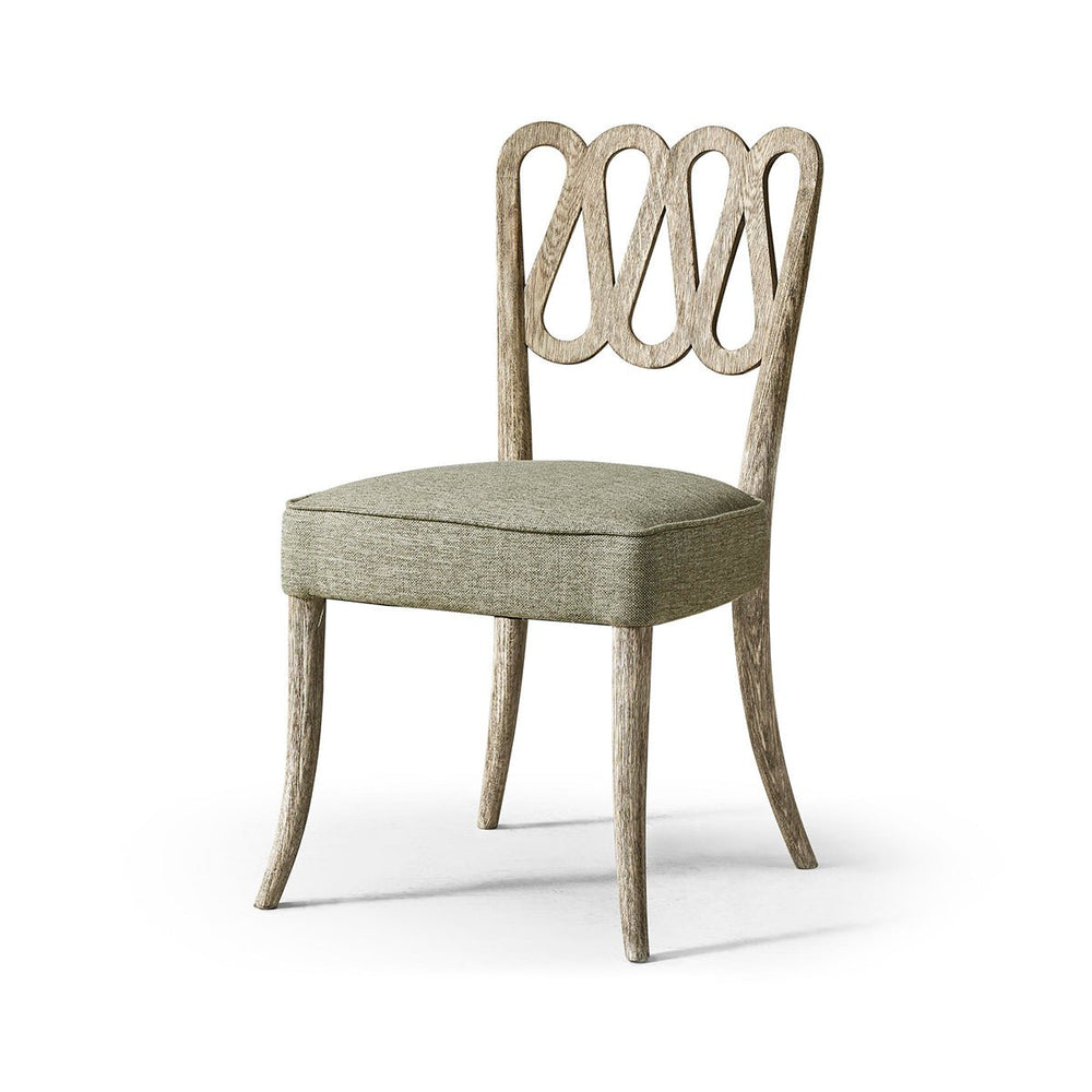 Side view of European modern dining chair design.