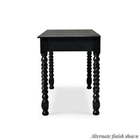 Rustic desk, alternate black finish, side perspective.