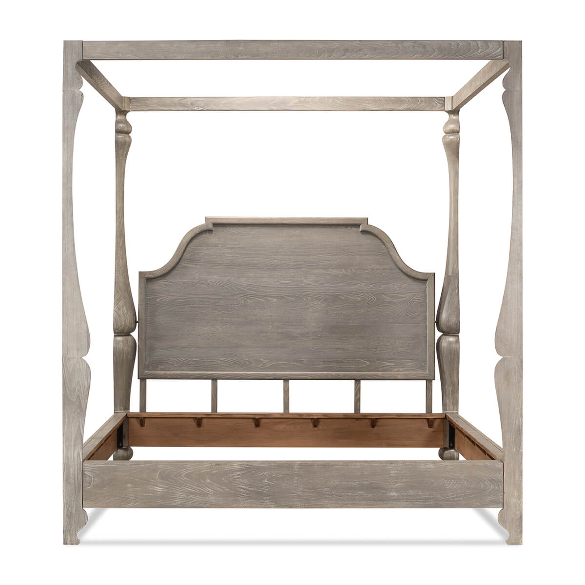 European style canopy bed, front view without mattress.