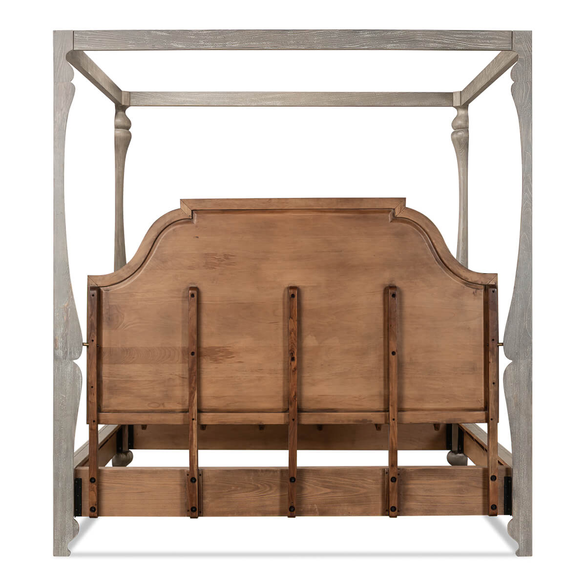 European style canopy bed, back view without mattress.