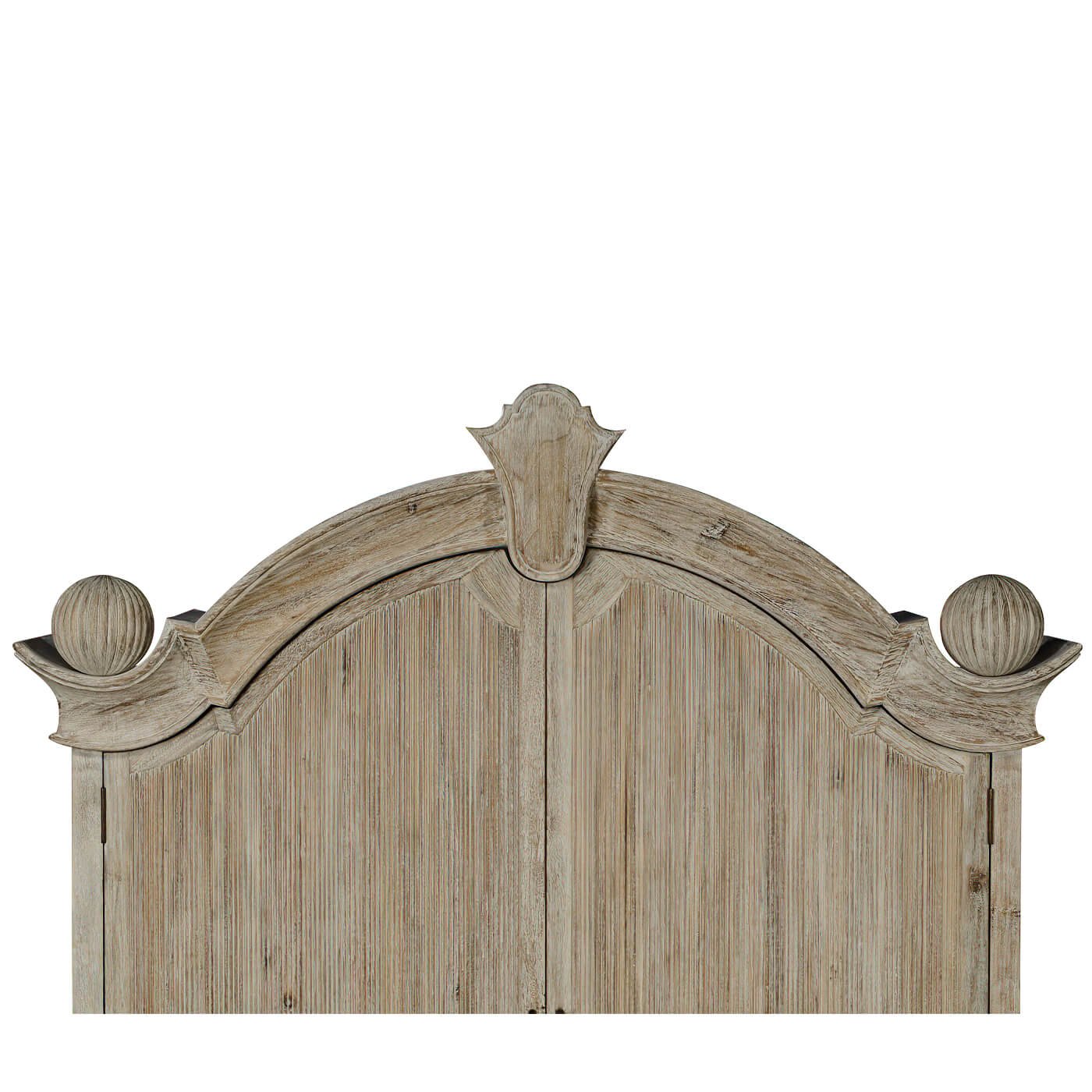 Arched top design detail of secretary bookcase.