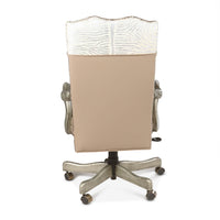 Rear view of exotic leather high back office chair