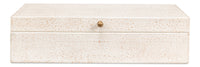 Shagreen Leather Box in Ivory, Set of 2