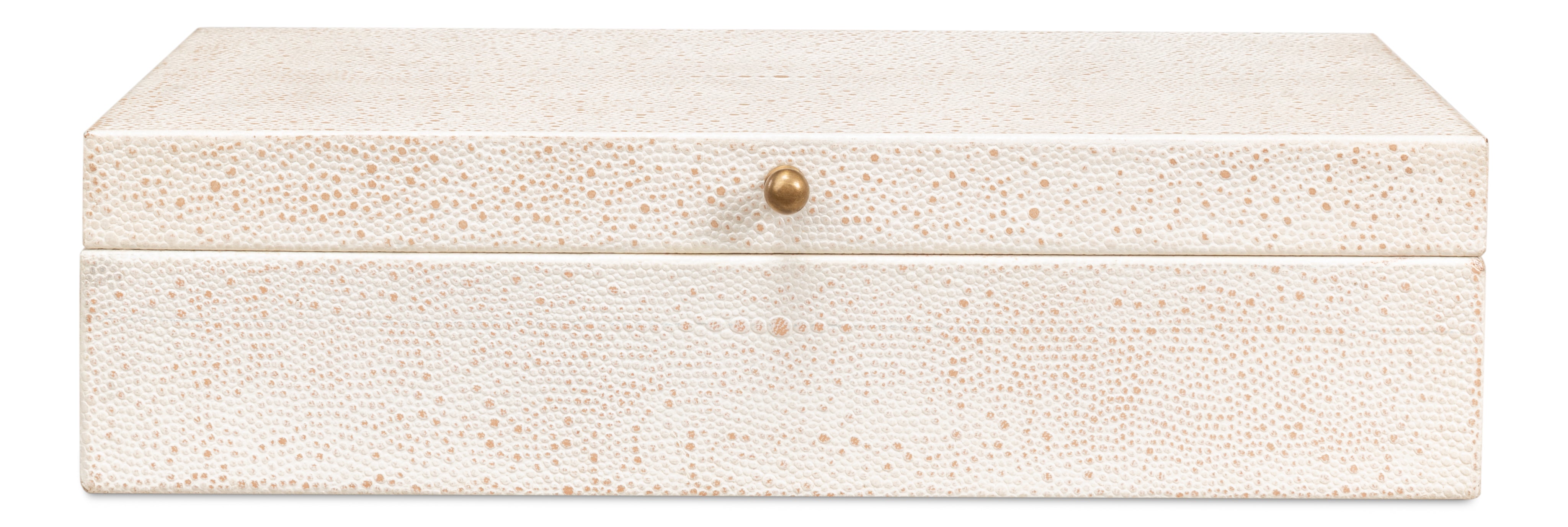 Shagreen Leather Box in Ivory, Set of 2