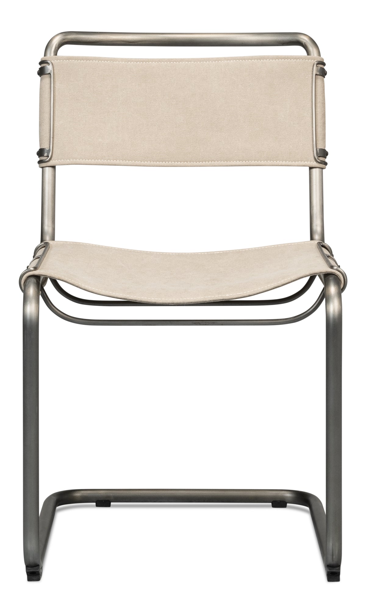 Cantilever Dining Chairs in Canvas and Steel, Sets of 2 - view 2