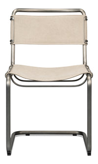Cantilever Dining Chairs in Canvas and Steel, Sets of 2 - view 2
