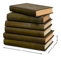 Shagreen Book Set of 12 in Olive Green with Embossed Spines - view 10