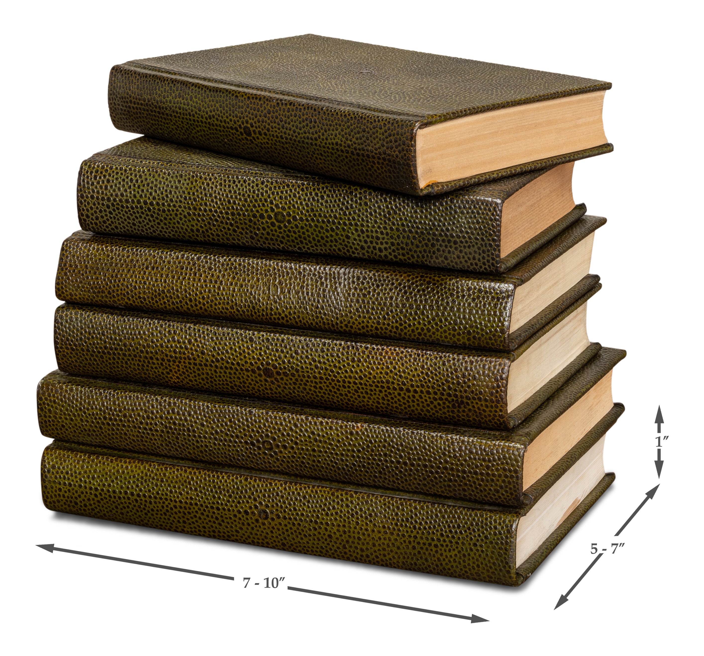Shagreen Book Set of 12 in Olive Green with Embossed Spines - view 10