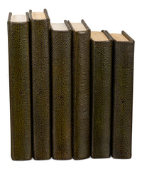 Shagreen Book Set of 12 in Olive Green with Embossed Spines - view 3