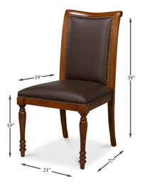 French Empire Dining Chairs in Brown Leather, Sets of 2 - view 11