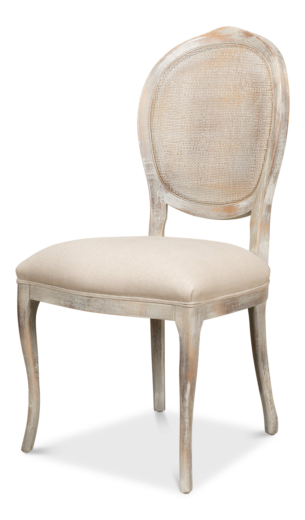 Louis XV Cane Back Dining Chairs in Gray Oak, Sets of 2