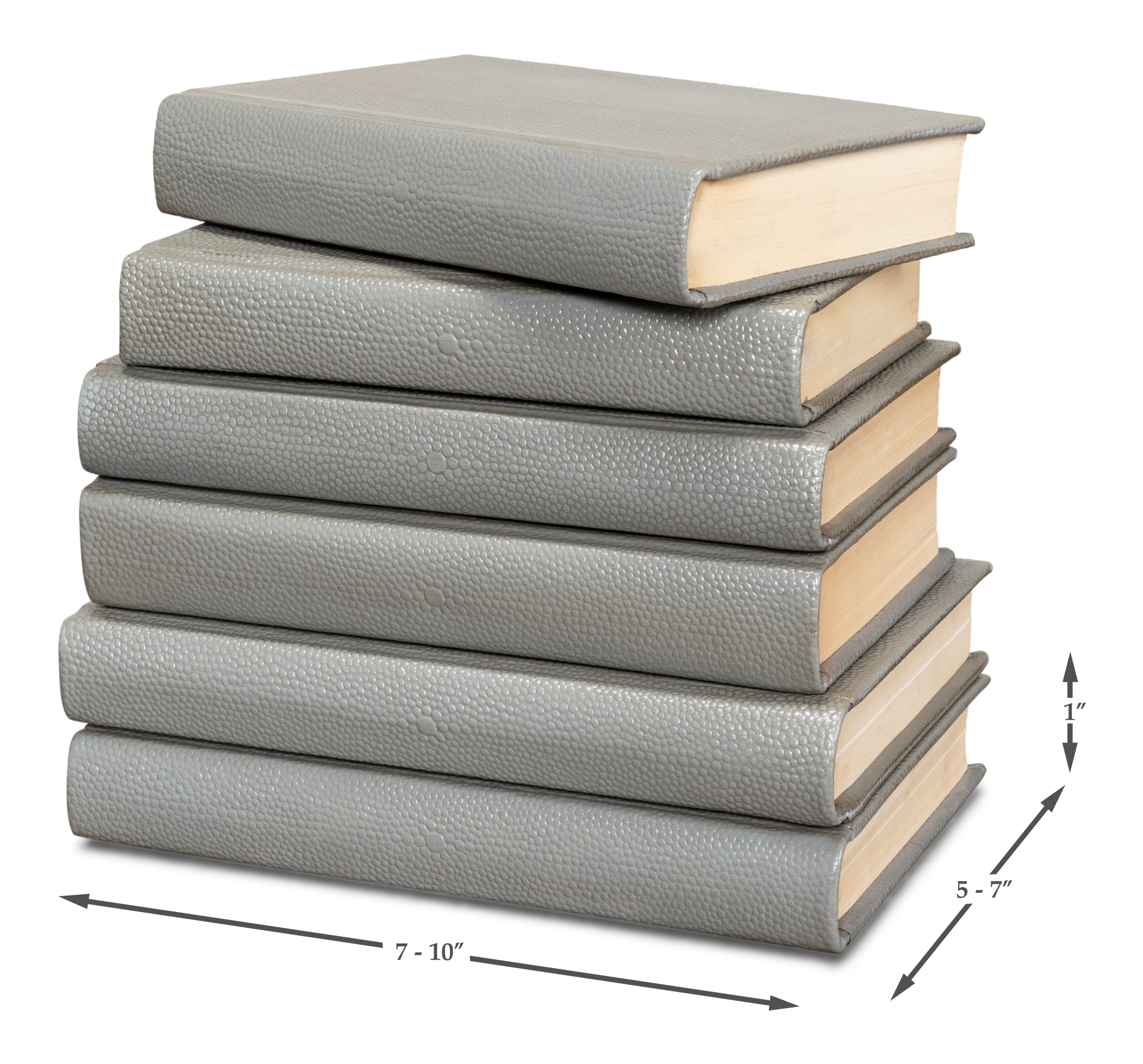 Shagreen Book Set of 12 in Storm Gray, Pebbled Leather - view 10