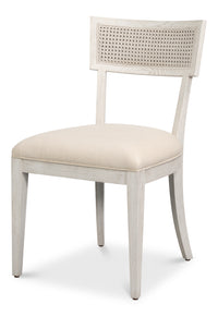 Swedish Klismos Cane Back Dining Chairs in White, Sets of 2