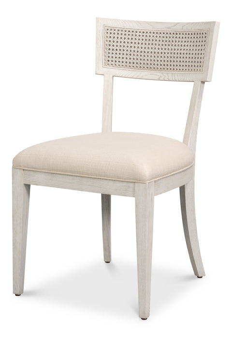 Swedish Klismos Cane Back Dining Chairs in White, Sets of 2