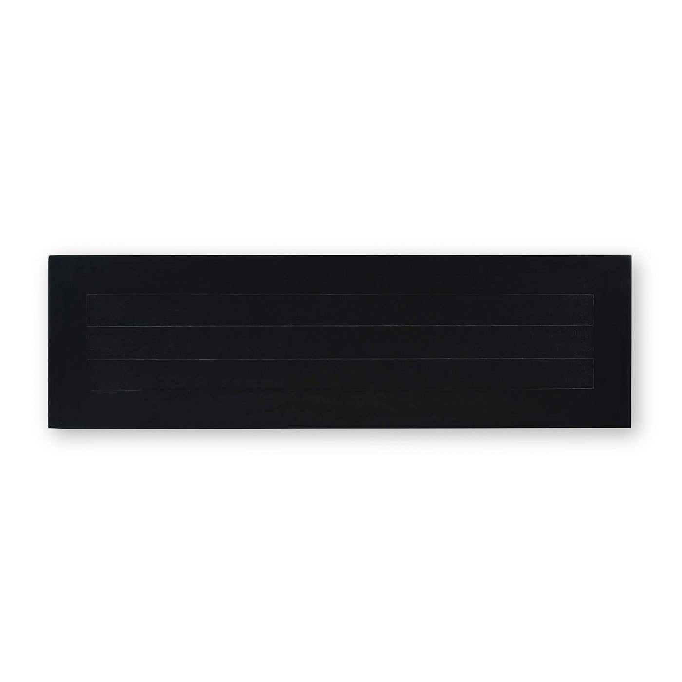 Top view of black rustic sideboard, plain surface.