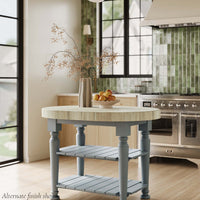 Farmhouse Butcher Block Kitchen Island - Rustic Oak Finish