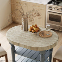 Farmhouse Butcher Block Kitchen Island - Rustic Oak Finish