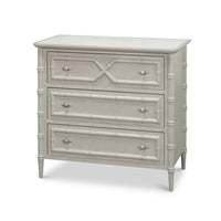 Faux bamboo chest, three-drawer front view highlighted.