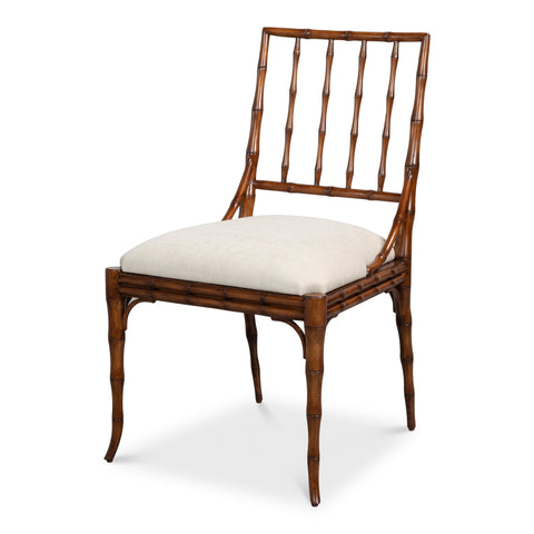 Faux Bamboo Dining Chairs in Warm Tobacco Brown, Sets of 2
