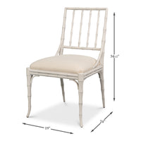 Faux Bamboo Dining Chairs in White with Cream Chenille, Sets of 2 - view 11