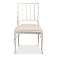 Faux Bamboo Dining Chairs in White with Cream Chenille, Sets of 2 - view 2