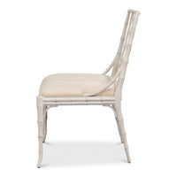 Faux Bamboo Dining Chairs in White with Cream Chenille, Sets of 2 - view 3
