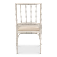 Faux Bamboo Dining Chairs in White with Cream Chenille, Sets of 2 - view 4