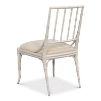 Faux Bamboo Dining Chairs in White with Cream Chenille, Sets of 2 - view 5