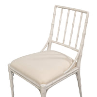 Faux Bamboo Dining Chairs in White with Cream Chenille, Sets of 2 - view 6