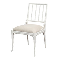 Faux Bamboo Dining Chairs in White with Cream Chenille, Sets of 2