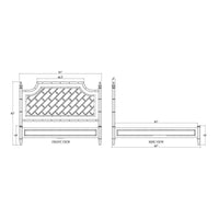 Dimensions and design schematics for white king bed.