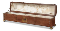 Dome-Top Leather Box with Brass Nailheads and Ball Feet