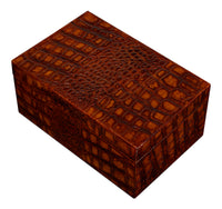 Croc Leather Box in Cognac, Set of 2