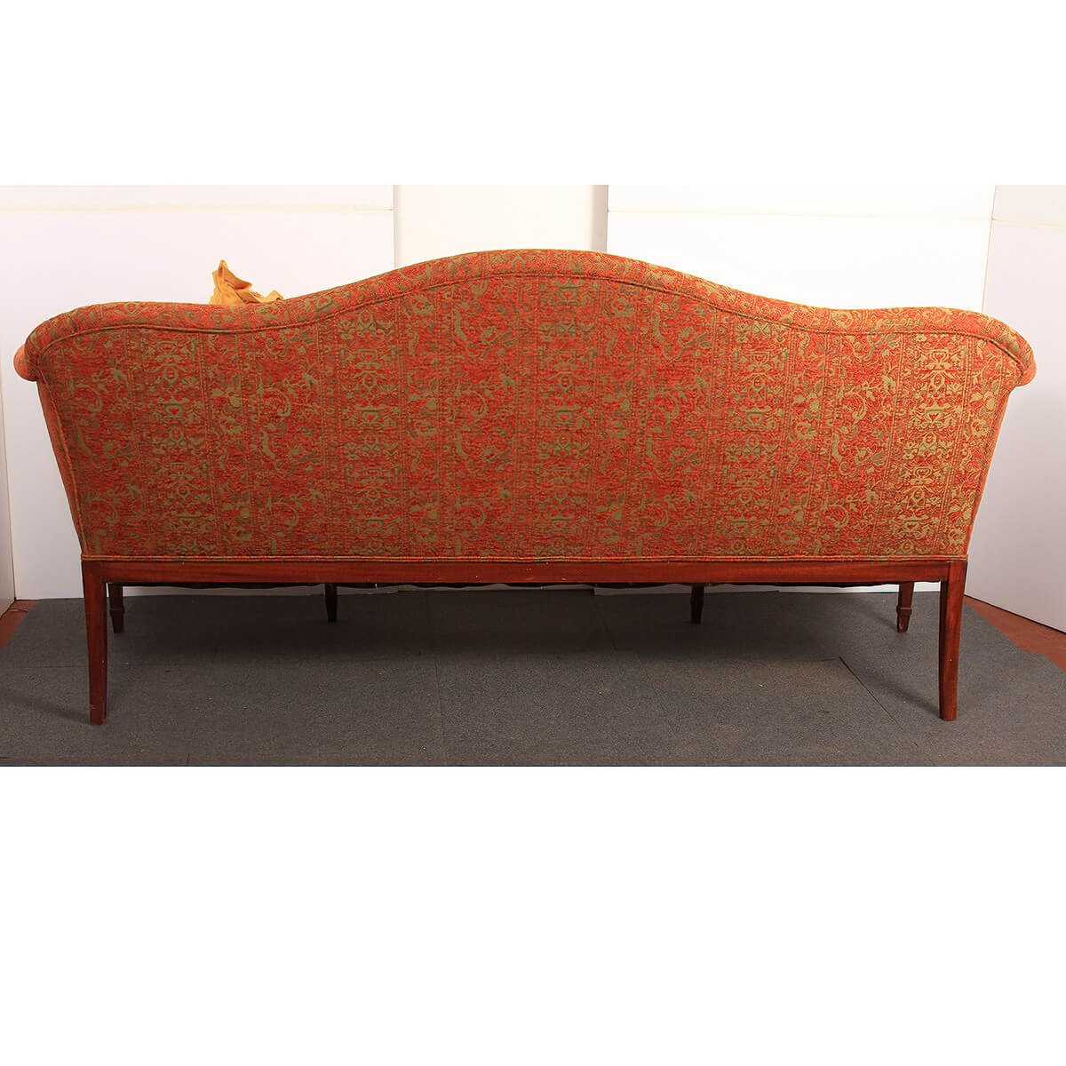 Back view of Federal sofa showing fabric pattern and shape.