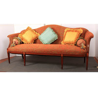 Bright Federal sofa featuring vibrant pillows, full view.