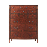 Front view of federal mahogany chest with handles.