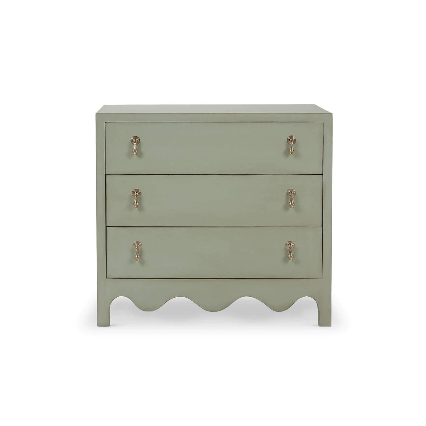 Front view of Fennel Green Bedside Chest.
